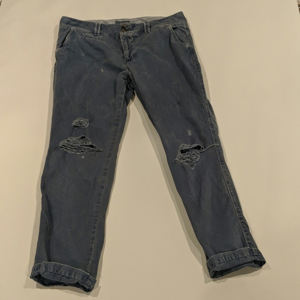 Soft Cotton Ripped Slouchy Boyfriend Pants/Jeans